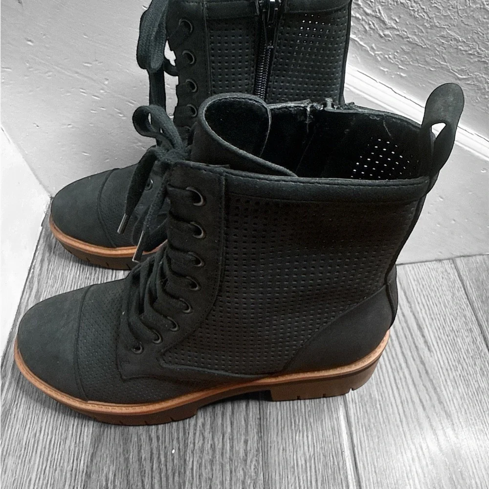 MIA Black Lace-Up Combat Boots with Brown Outsole